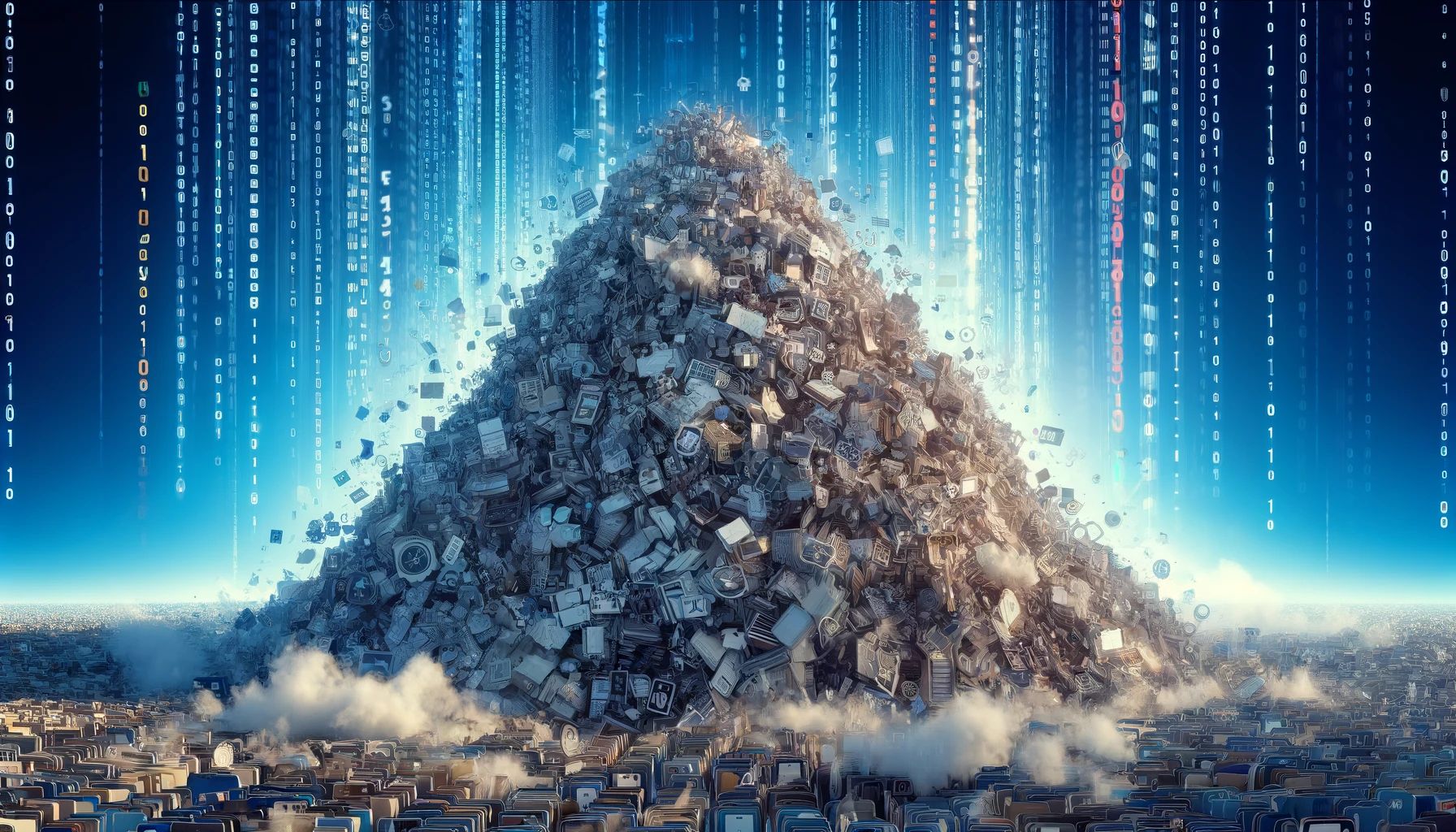 Futuristic illustration of a pile of computers